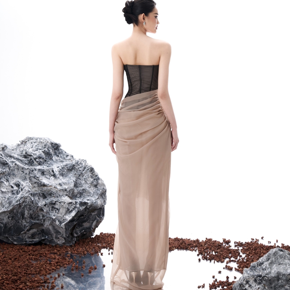 Ombre Dress - ET218 - Brown/Black Ombre