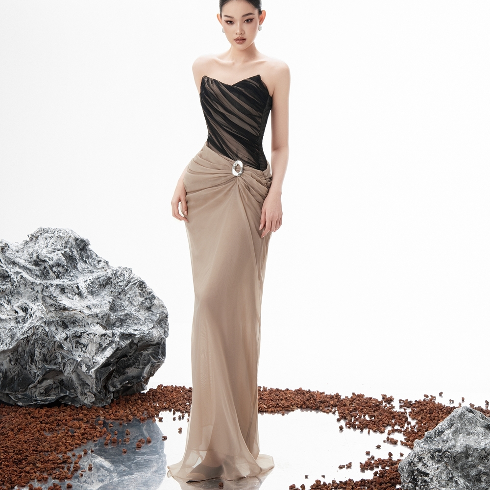 Ombre Dress - ET218 - Brown/Black Ombre
