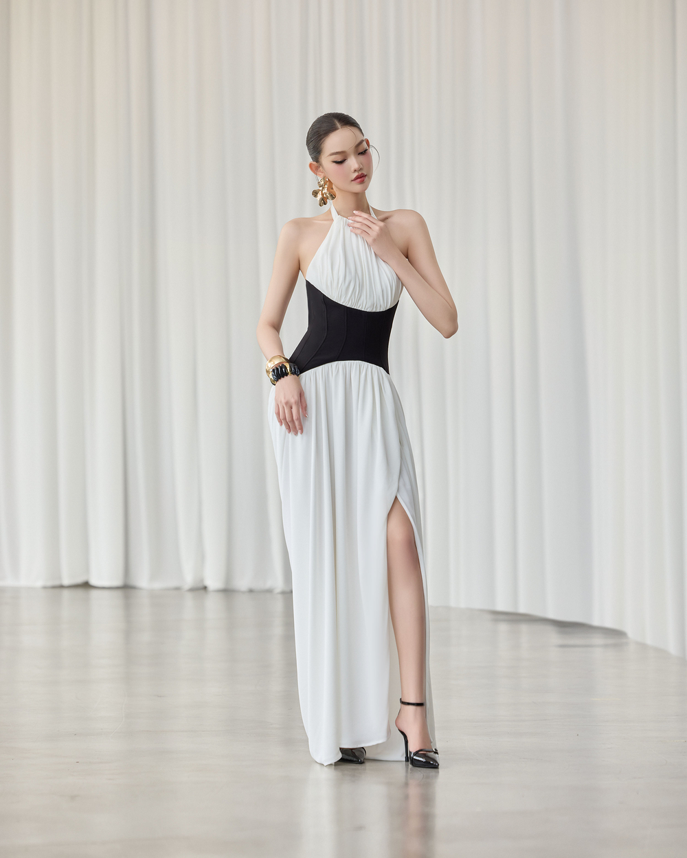 Lyan Dress - VE202 - WHITE/BLACK