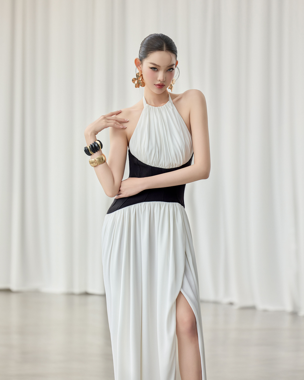 Lyan Dress - VE202 - WHITE/BLACK