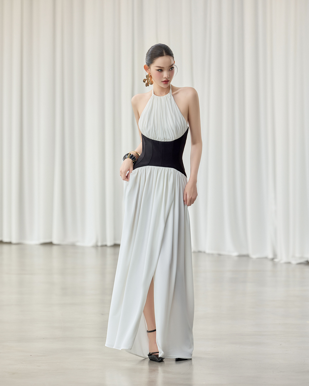 Lyan Dress - VE202 - WHITE/BLACK