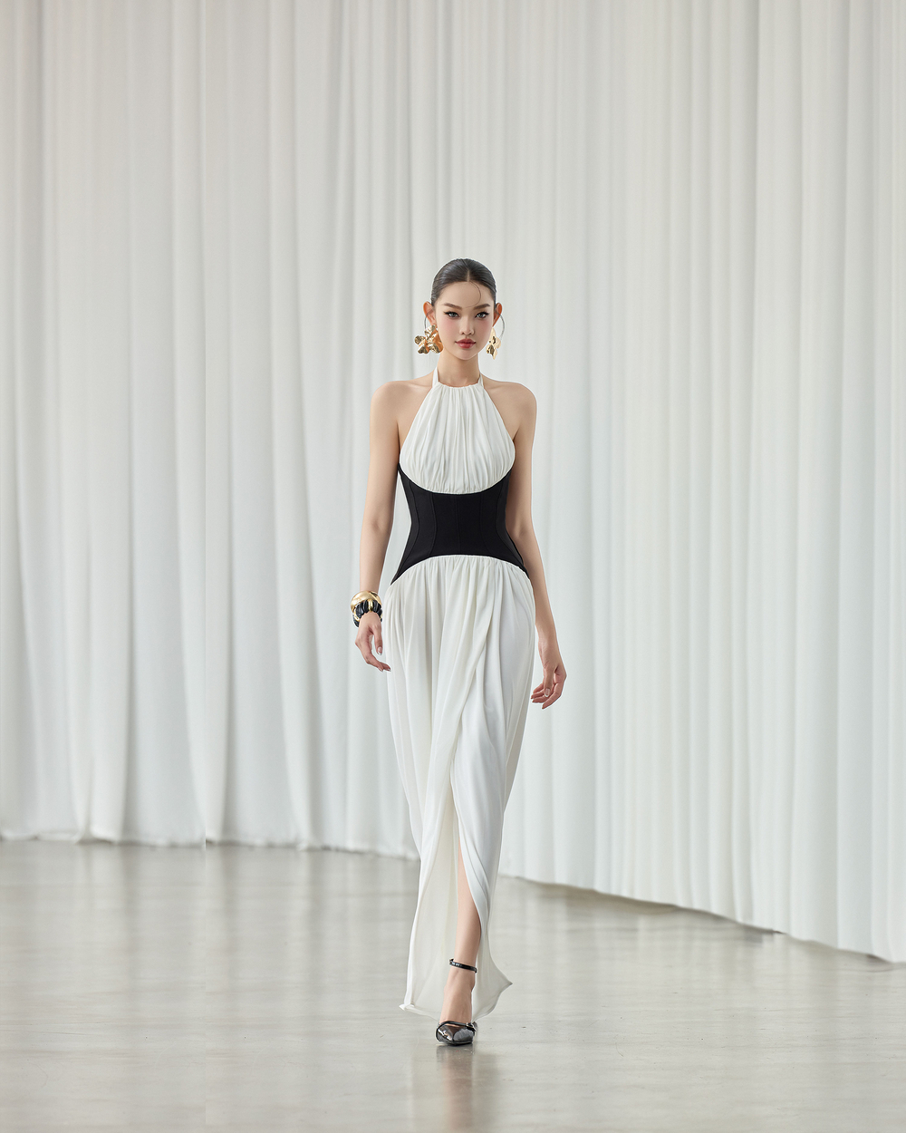 Lyan Dress - VE202 - WHITE/BLACK