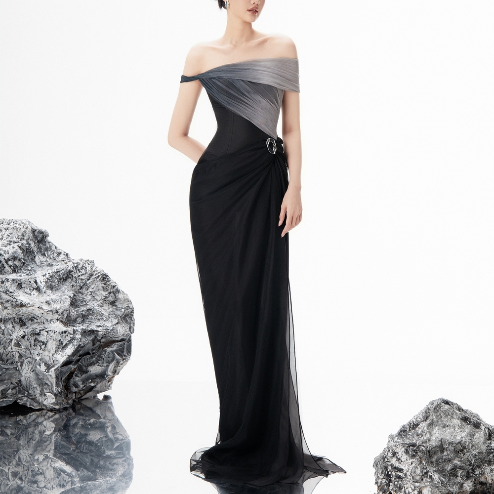 Lael Dress - ET216 - Grey/Black Ombre
