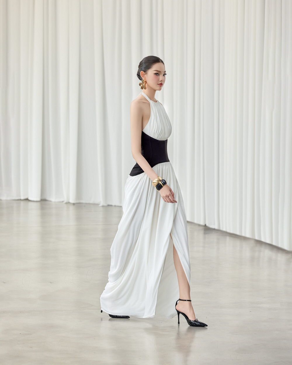 Lyan Dress - VE202 - WHITE/BLACK