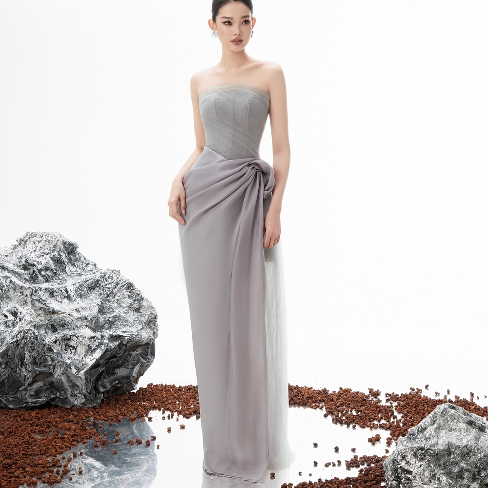 Esta Dress - ET219 - Blue/Gray Light