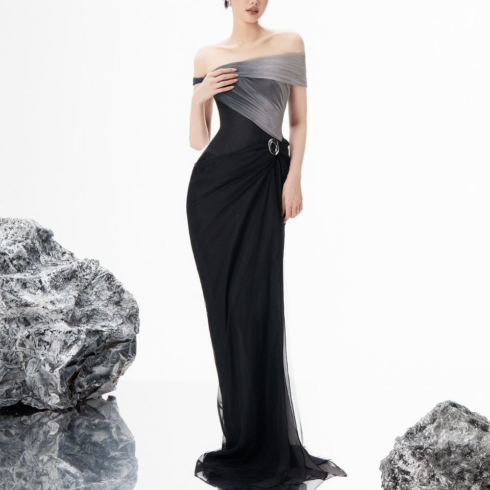 Lael Dress - ET216 - Grey/Black Ombre