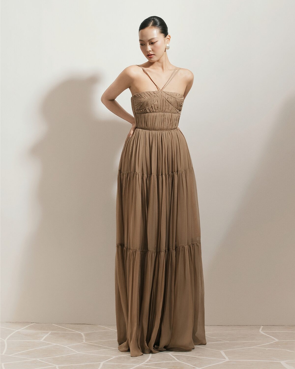 OLIA DRESS - CHIPMUNK BROWN