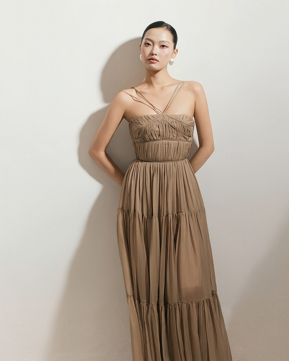 OLIA DRESS - CHIPMUNK BROWN