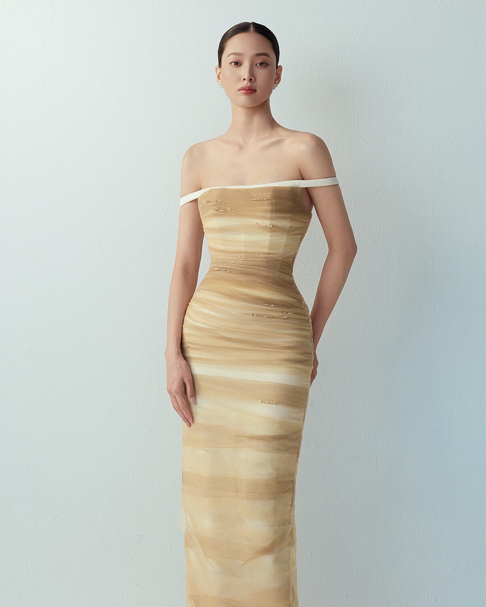 EIRA DRESS - WHITE BROWN