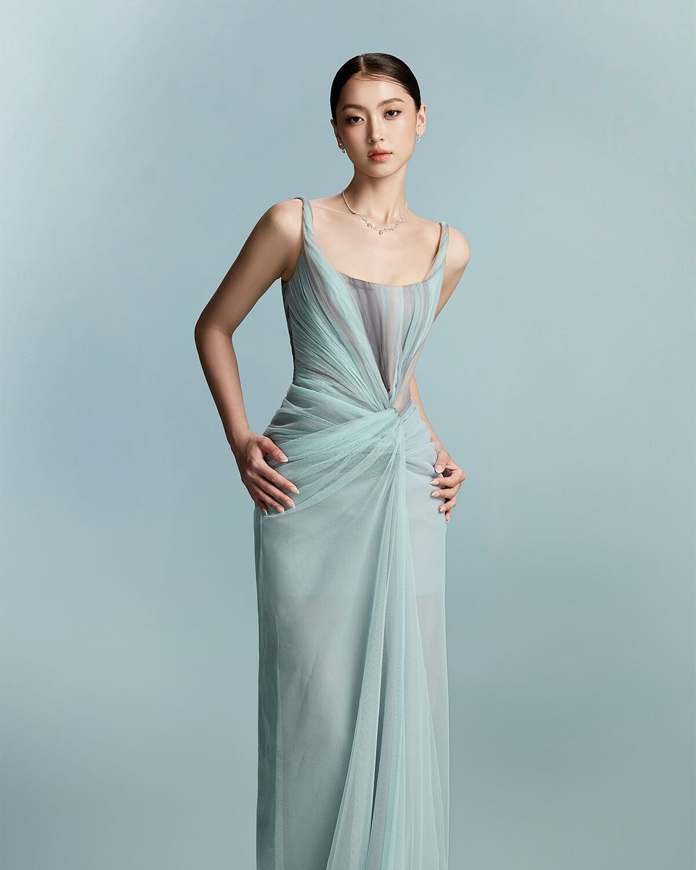 KAYLA DRESS - MISTY BLUE