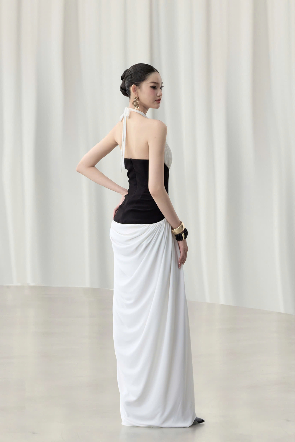Lyan Dress - VE202 - WHITE/BLACK